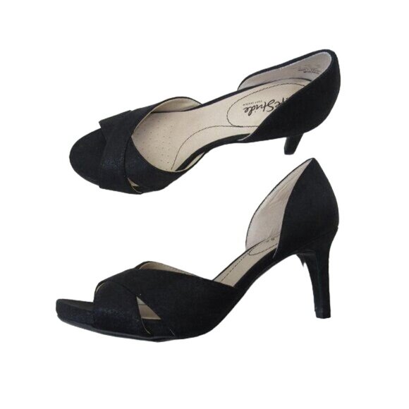 LIFE STRIDE WOMEN BLACK HEELS SZ 10M -SATIN FABRIC UPPER-PARTY-COCTAIL - Picture 6 of 12